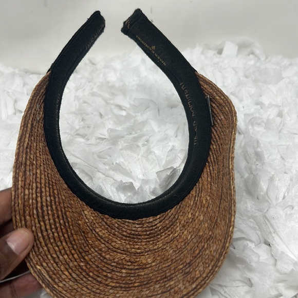 Helen Kaminski Raffia Straw Sun Visor Hat Brown Black Luxury Resortwear main image 4